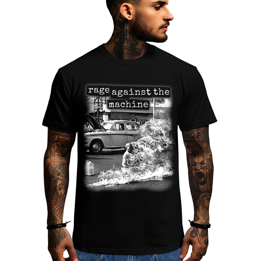 Camiseta Preta Banda Rage Against The Machine Bomber Rock