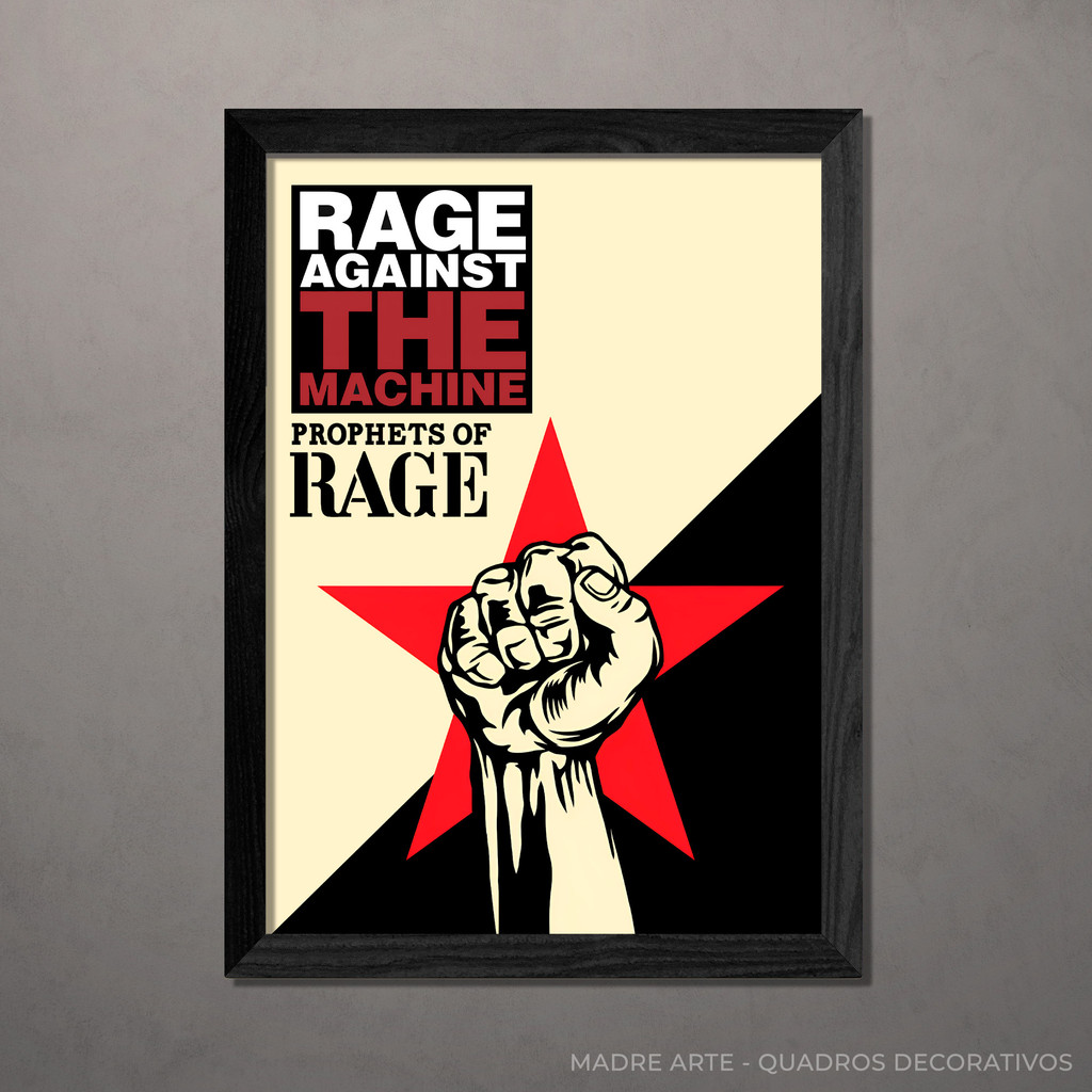 Quadro Decorativo Rage Against the Machine - Prophets of Rage A4 Com Vidro
