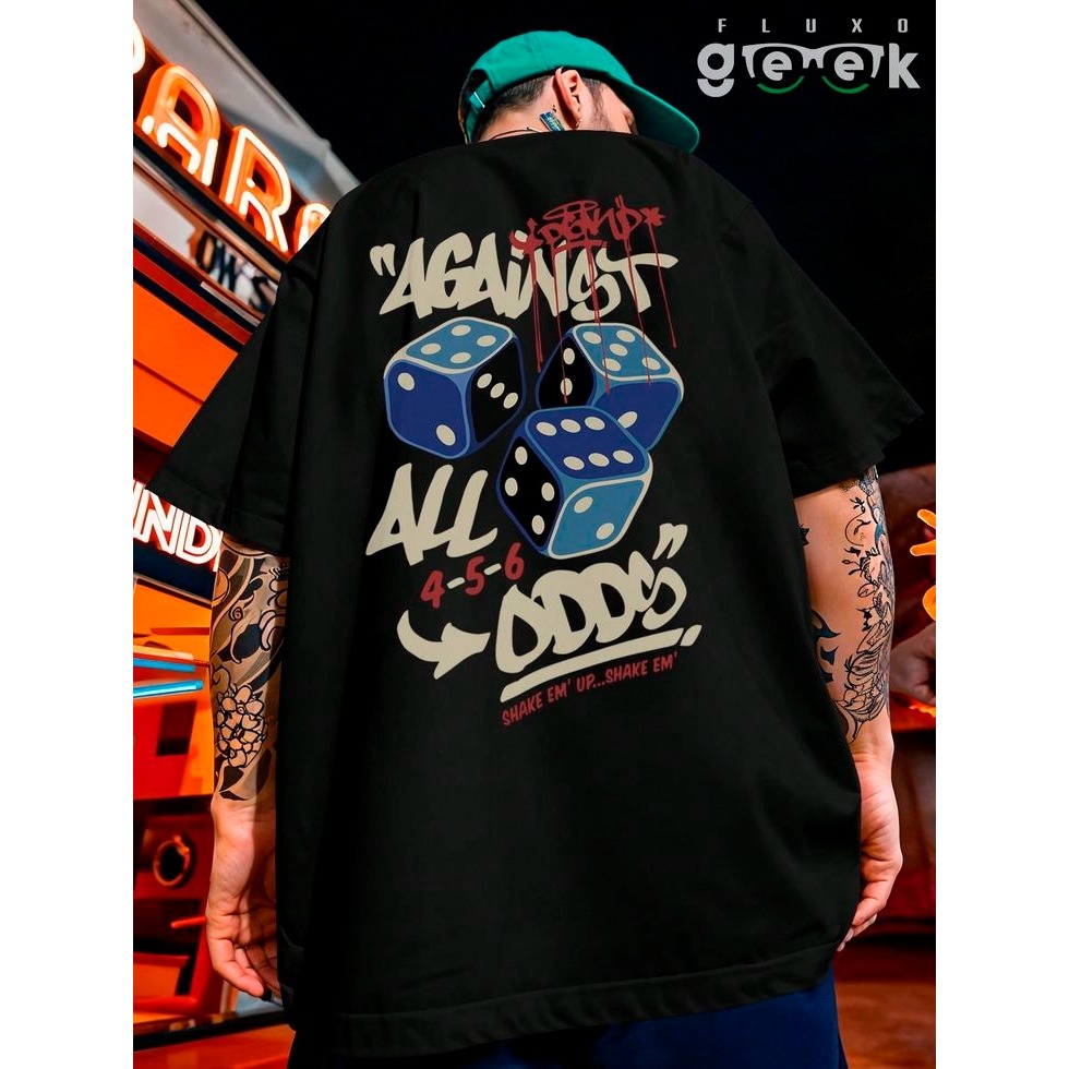 CAMISETA STREETWEAR AGAINST ALL ODDS – ESTILO E ATITUDE! 🎲🔥