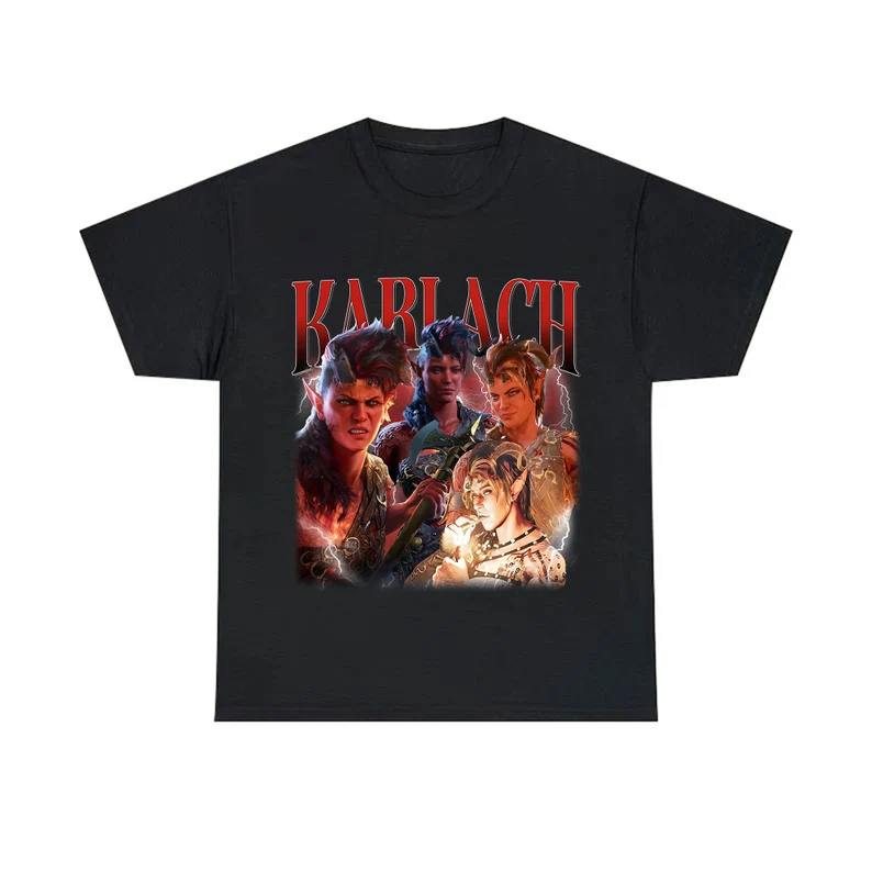 Camisa Camiseta Básica Tshirt Masculina Karlach Baldurs Gate 3 Vintage T-Shirt, Gift For Women and Man Unisex T-Shirt