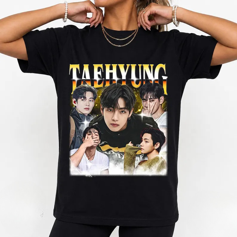 [Camiseta Premium em Algodão Puro]TT Taehyung Retro Shirt, Gift For Woman and Man Unisex T-Shirt ID