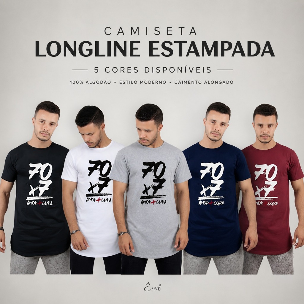 Camiseta Masculinas Gospel Longline oversized Swag Básica Manga Curta Algodão Cristã slim Evangélica
