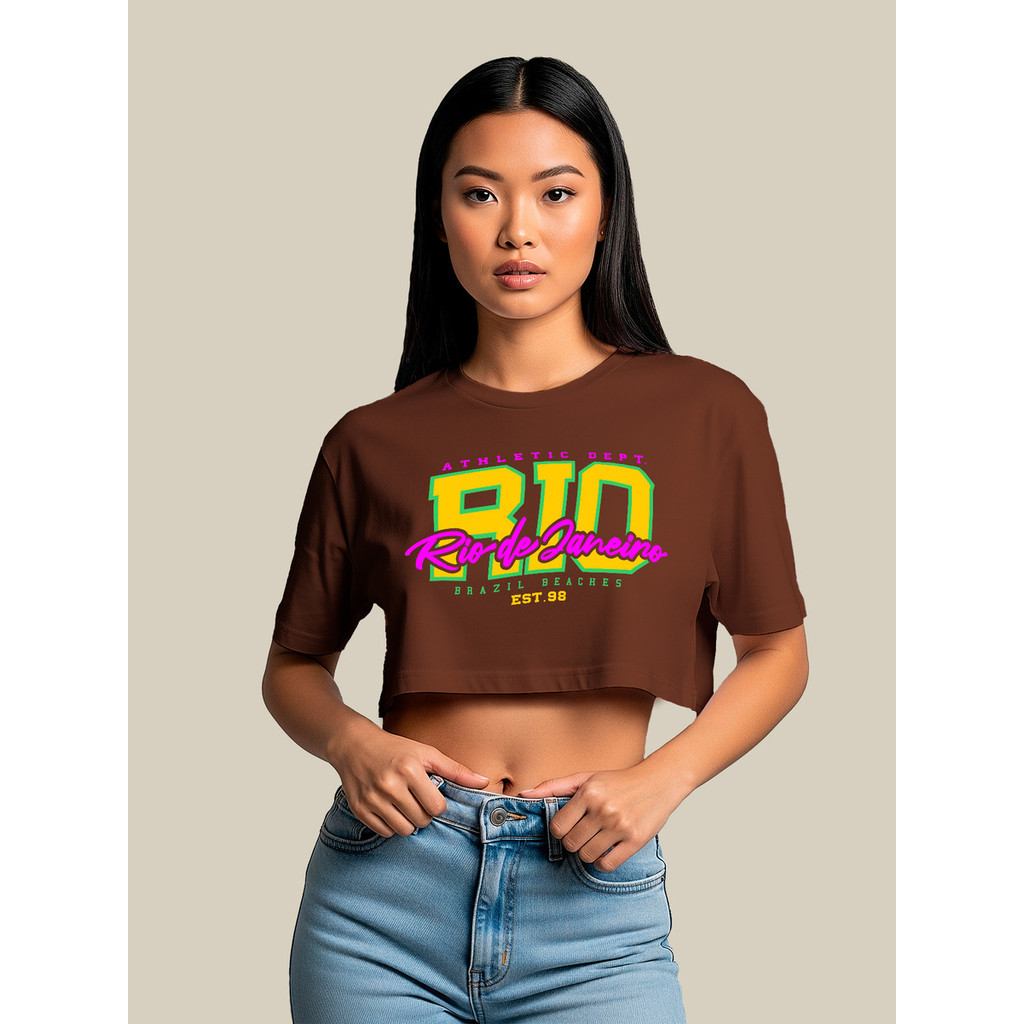Blusa Curta Feminina Cropped Oversized Rio De Janeiro Brasil