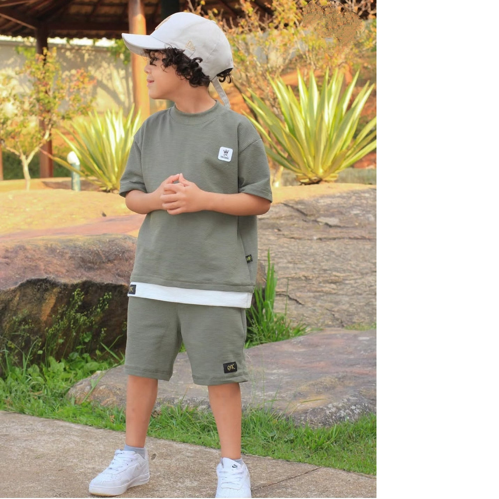 Conjunto menino modinha Premium oversized camiseta e bermuda