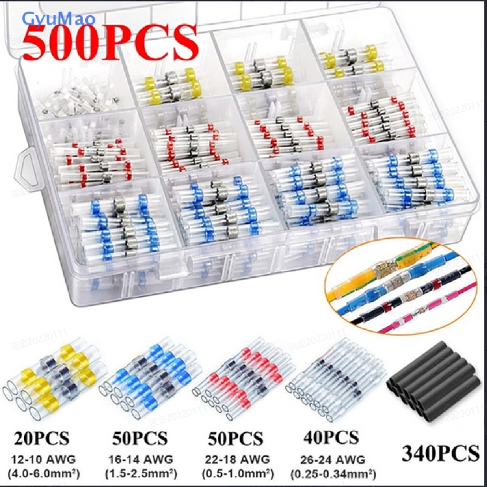 Um Pacote 500 Peças Kit De Conector De Fio De Vedação De Solda , Terminais Termo Retráteis Para Fiação Elétrica Automoti