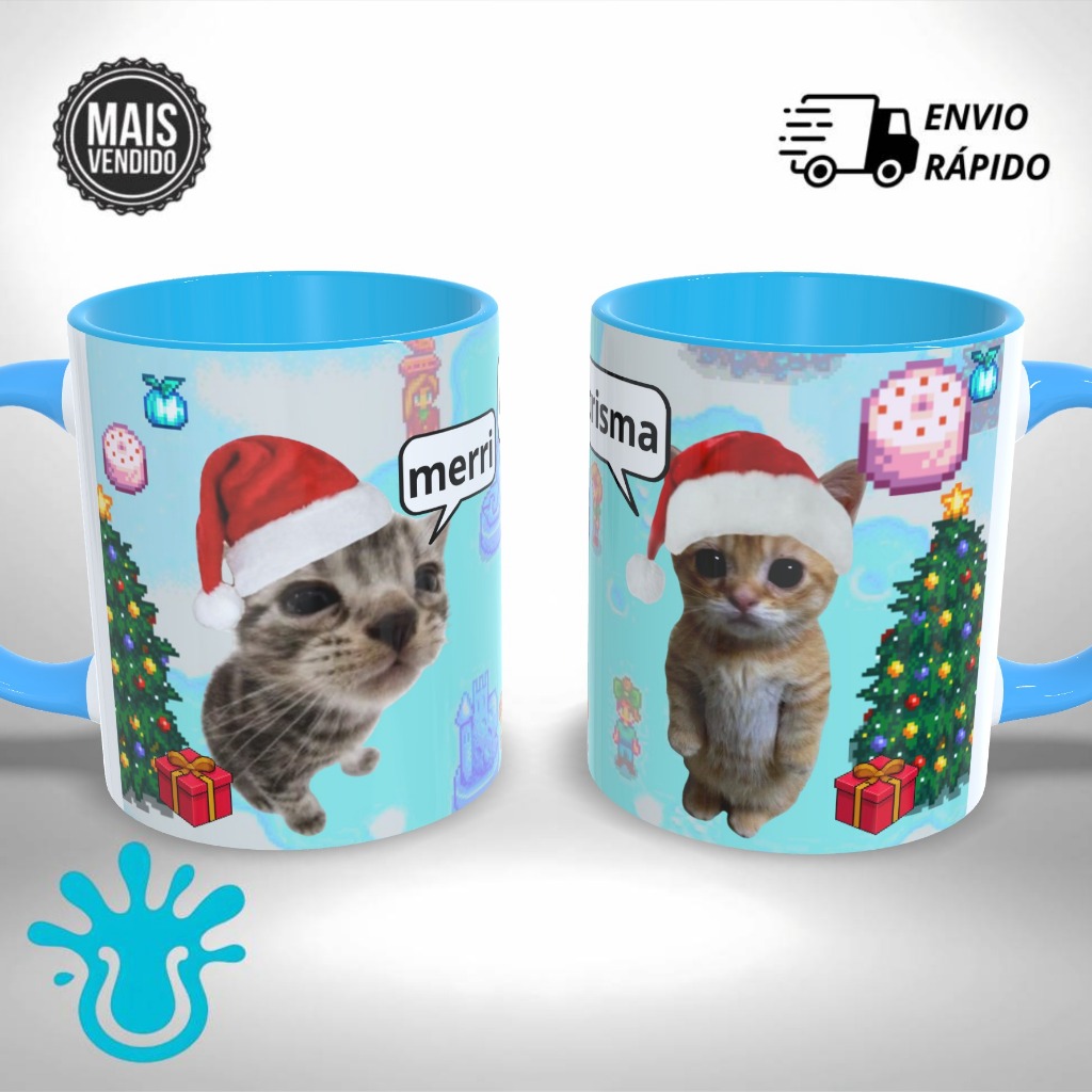 Caneca Personalizada Gatinho Merri Crisma Stardew Valley Natalino Presente Único e Criativo
