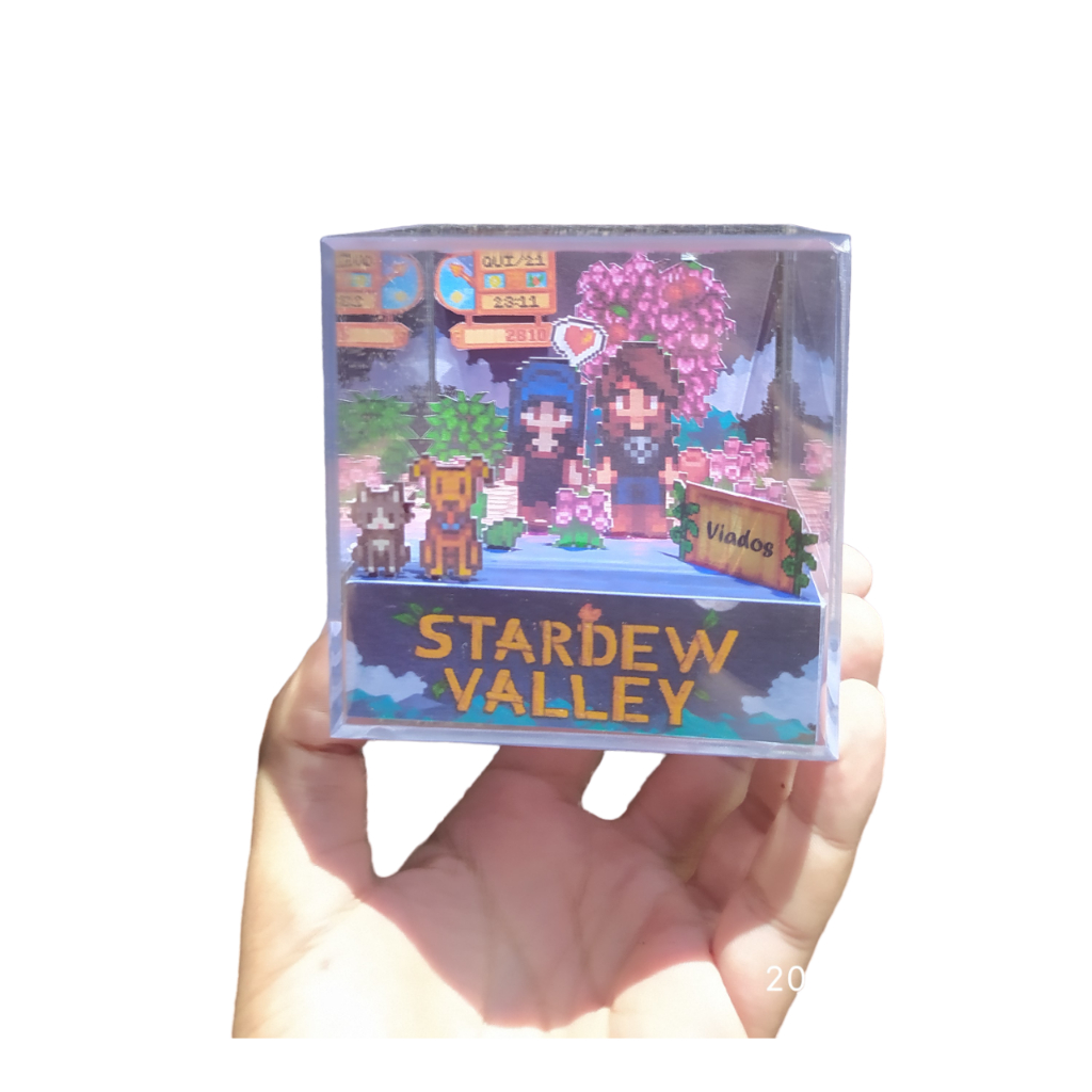 Cubo diorama Stardew Valley Noite Romantica personalizado (leia a descrição)