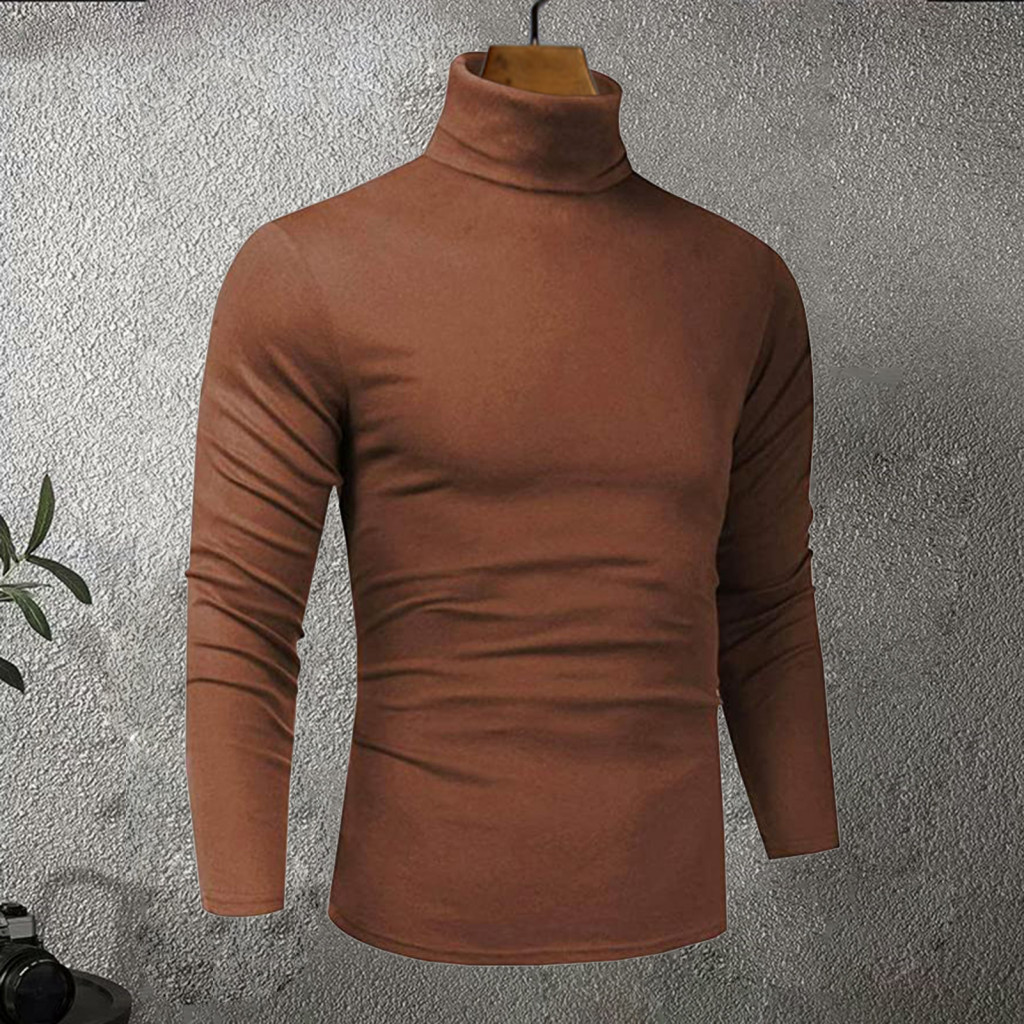 Men Neck Protecting Top Cotton Blend Spring Autumn Men’s High Collar Slim Fit Stretchy Long Sleeve Pullover Sweatshirt