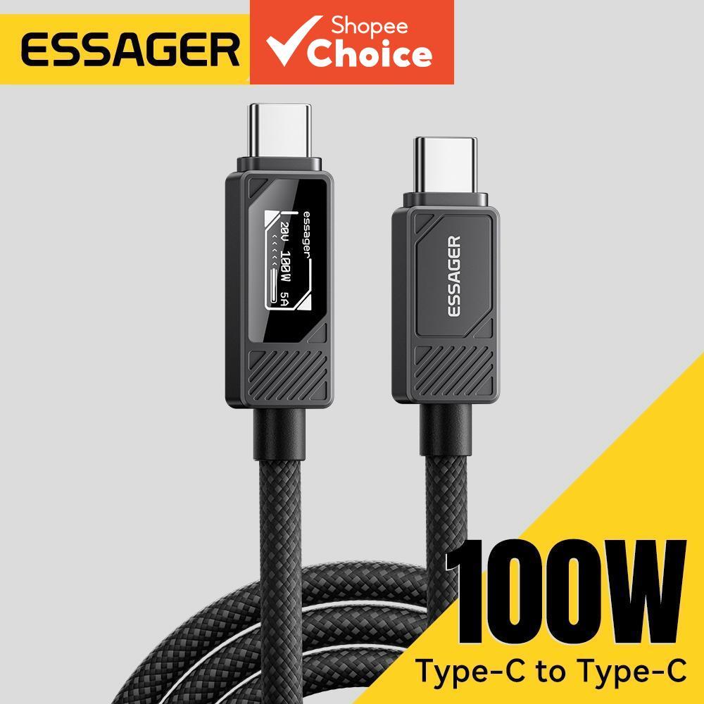 Essager 100W USB A para USB C para USB C Cabo de Carregamento Rápido com chip E-Marker integrado para iPhone e Huawei
