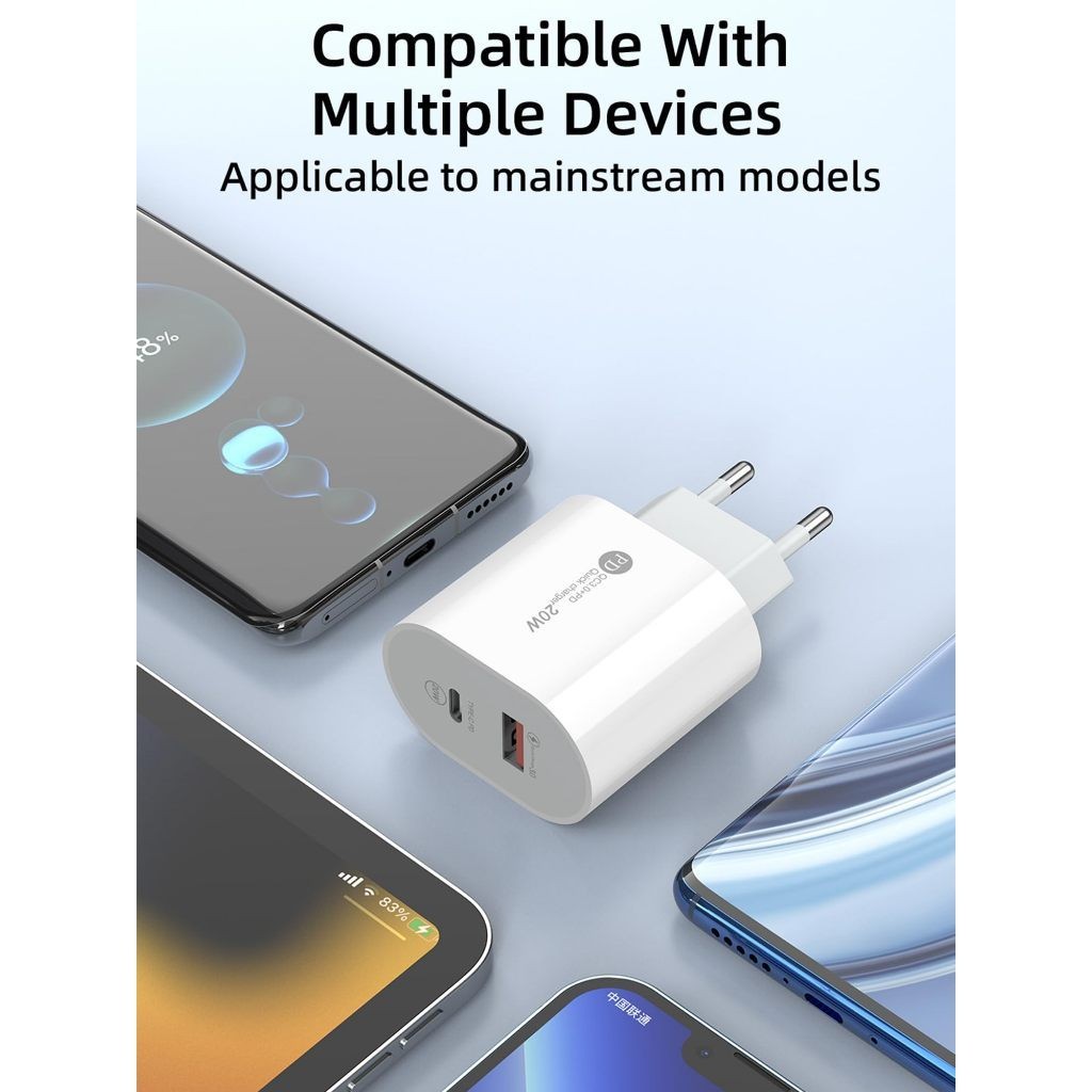 Carregador PD Dupla Porta - 30W Rápido para Huawei/Xiaomi (Compatível iPhone)‌