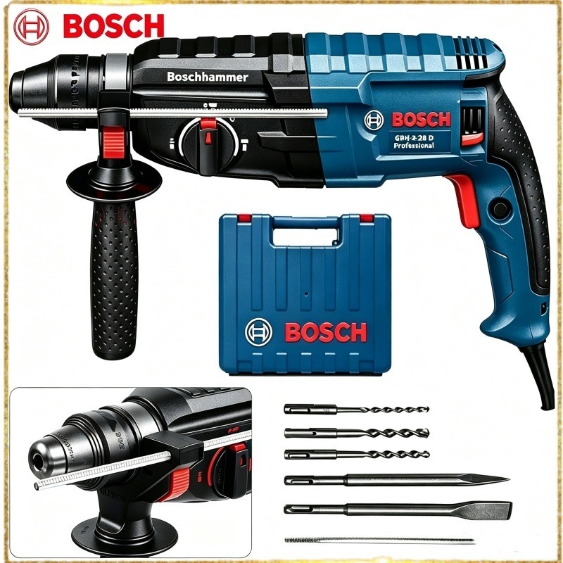 Bosch GBH 2-28D Professional 1500W Rotary Hammer Drill with SDS Plus, Drills Concrete and Masonry, with Carrying Case.