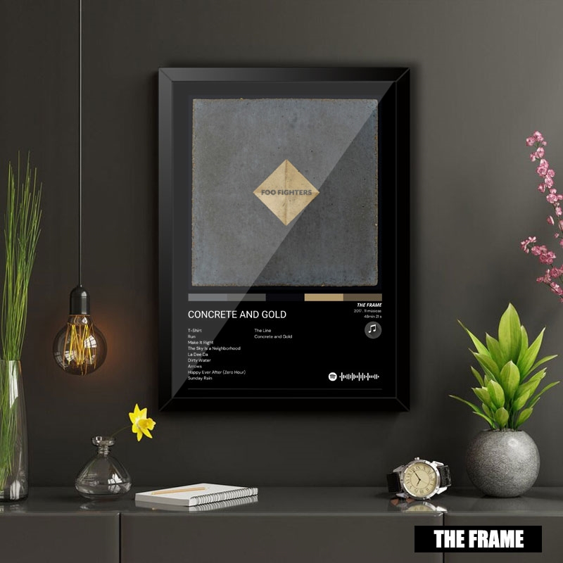 Quadro Decorativo A4/A3 Spotify Foo Fighters Album Concrete And Gold