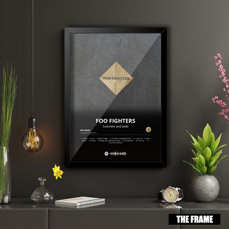 Quadro Decorativo A4/A3 Spotify Foo Fighters Album Concrete And Gold