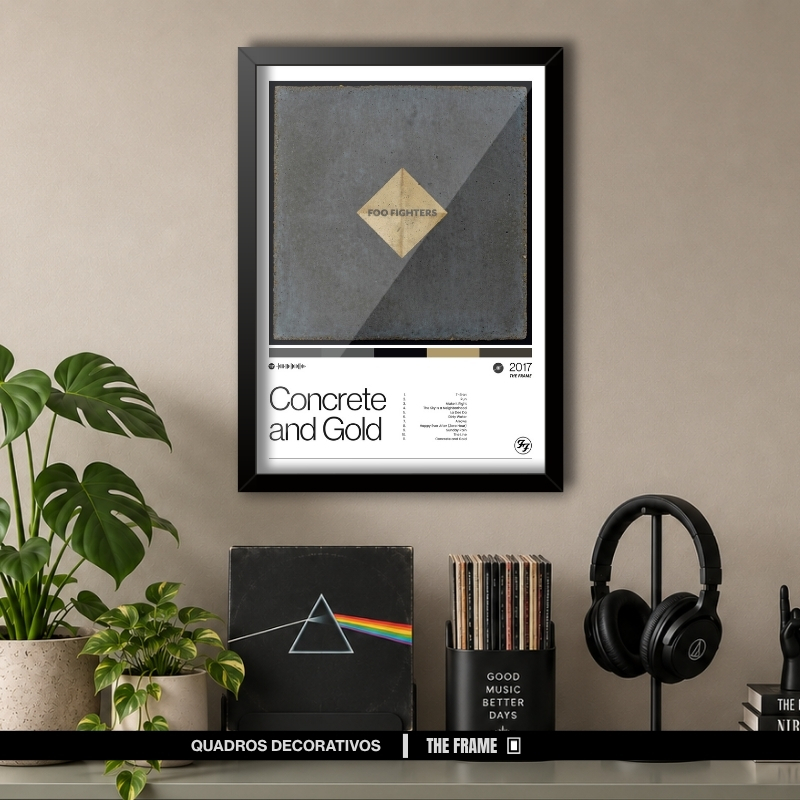Quadro Decorativo A4/A3 Spotify Foo Fighters Album Concrete and Gold