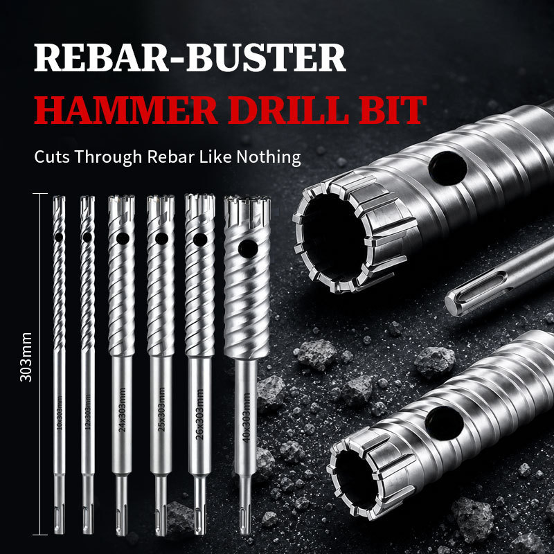 Furação de martelo Rebar Bit Multi-Edge Concrete Cutting Broca para Metal Deep Hole Drilling