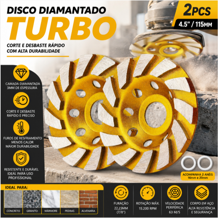 Kit 2 Diamond Grinding Disc for Concrete Marble