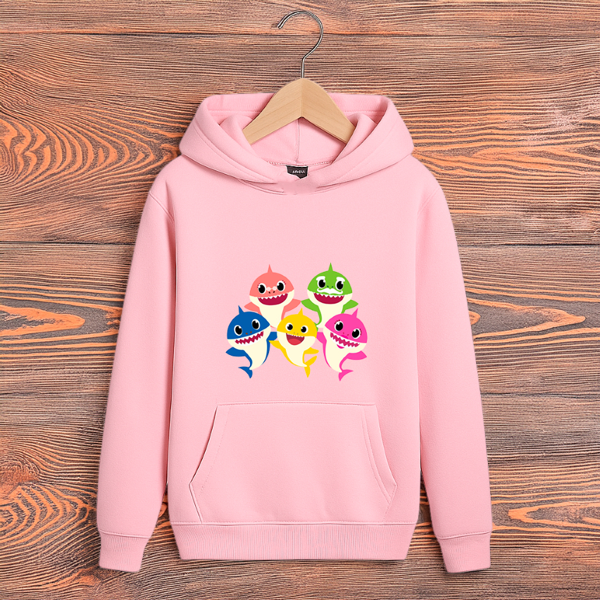 Blusa Moletom Infantil Baby Shark Casaco Inverno Canguru Capuz Frio Filme Desenho