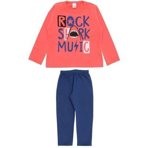 Conjunto Moletom Marisol Play Infantil Tam1 Rock Shark Coral