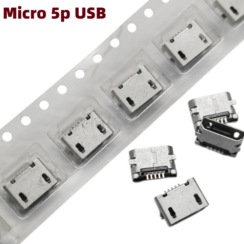 100 peças Micro 5p tomada USB MK5P mike 5p mike remendo completo sem/ondulação trançada com tipo de placa de soldagem
