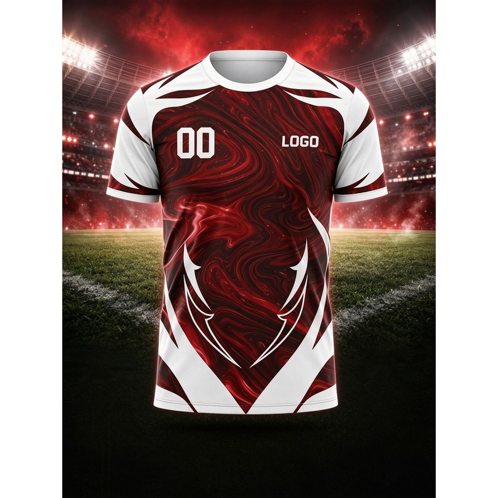 Borgonha Vortex Fluid Matching White-Blade Angle Round Neck Sports Jersey, nome do logotipo imprimível e número exclusiv