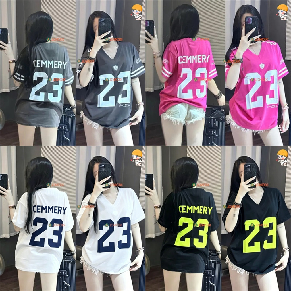 Personalização Gratuita De Nome E Número Best Seller Mulheres V Neck Jersey Estilo Coreano Impressão Digital Solta Stree