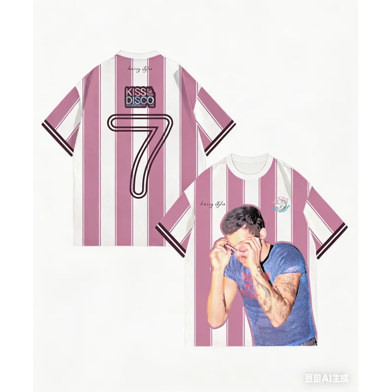 Harry Styles Jersey Camiseta Verão Casual Respirável Homens Mulheres Moda Impressão 3D Manga Curta Esportes R Neck
