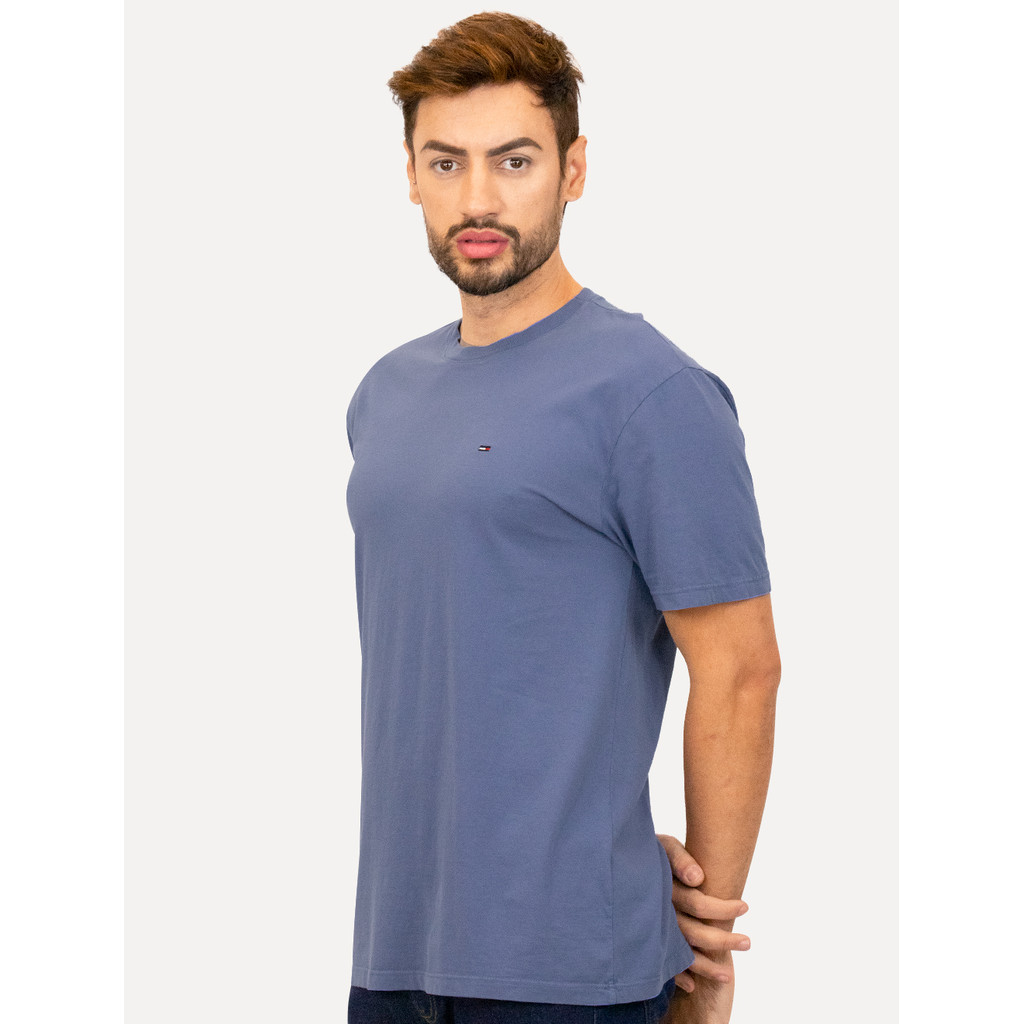 Camiseta Tommy Jeans Original Masculina Regular Jersey C-Neck Flag Azul TJDM0DM19922 TJC6E