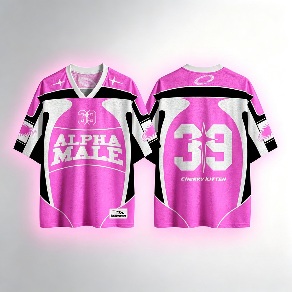 39 V Neck Y2K Jersey Rosa Preto Branco Colorblock Carta Estampada Oversized Sport Top Feminino