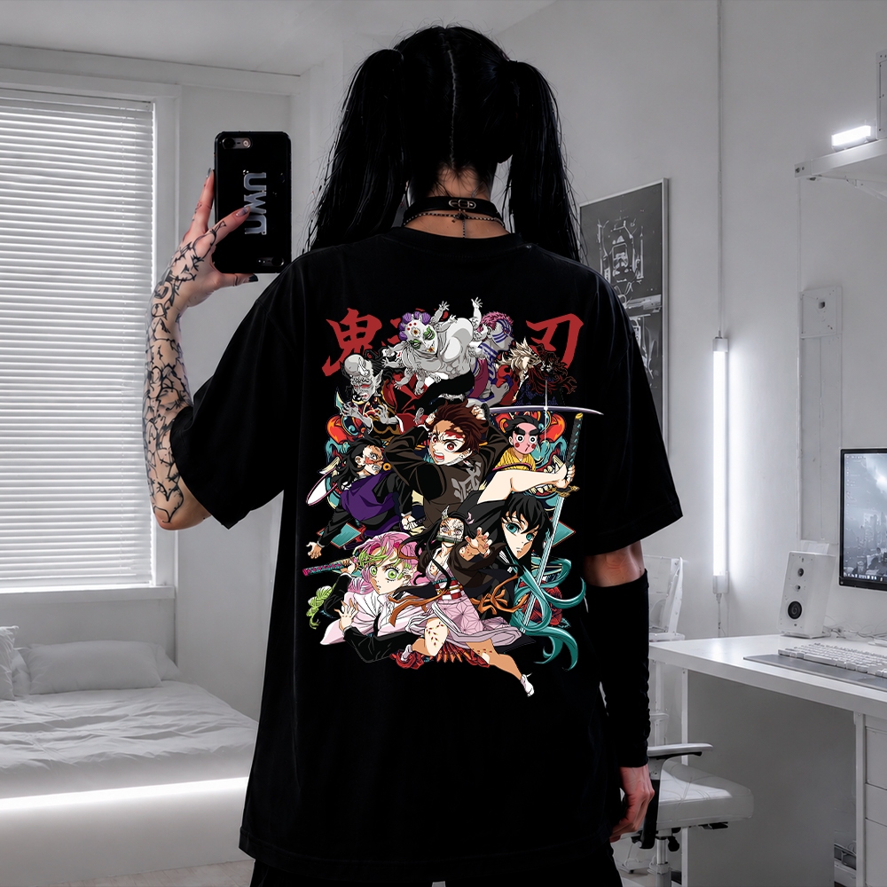 Camiseta Anime Demon Slayer Castelo Infinito Oversized Premium Streetwear/Casual/Treino