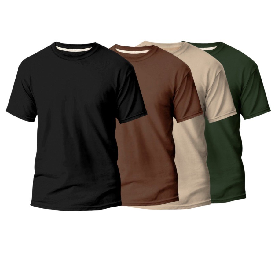 KIT 4 CAMISETAS BÁSICAS UNISEX ALGODÃO PREMIUM CASUAL LISA CAMISA DIA A DIA MINIMALISTA