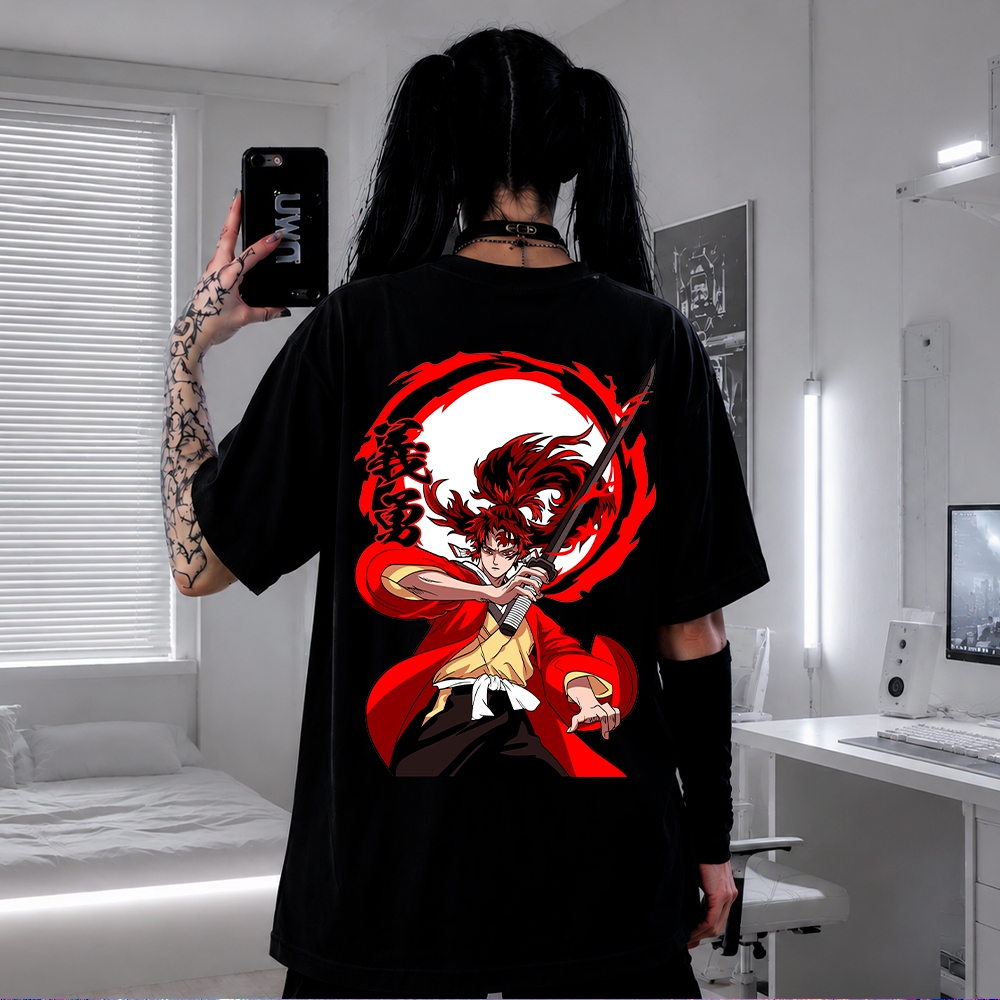 Camiseta Anime Demon Slayer Yoriichi Tsugikuni Oversized Premium Streetwear Casual Academia Treino