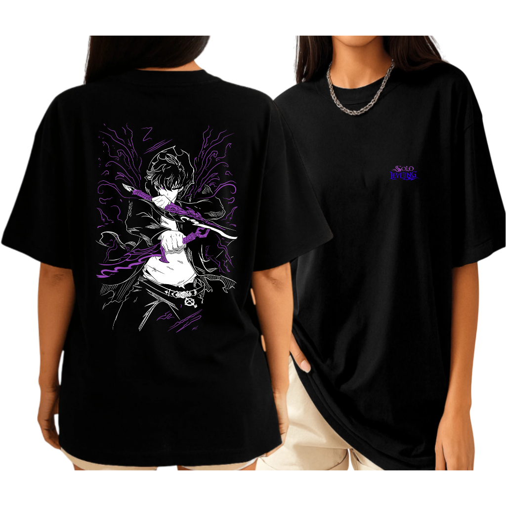 Camiseta Anime Solo Leveling Solo Oversized Premium Streetwear Casual Academia Treino