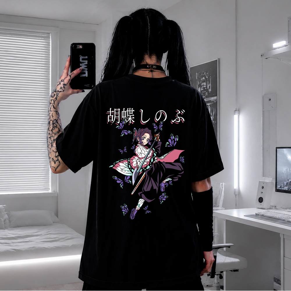 Camiseta Anime Demon Slayer Tsuyuri Hashira Oversized Premium Streetwear Casual Academia Treino