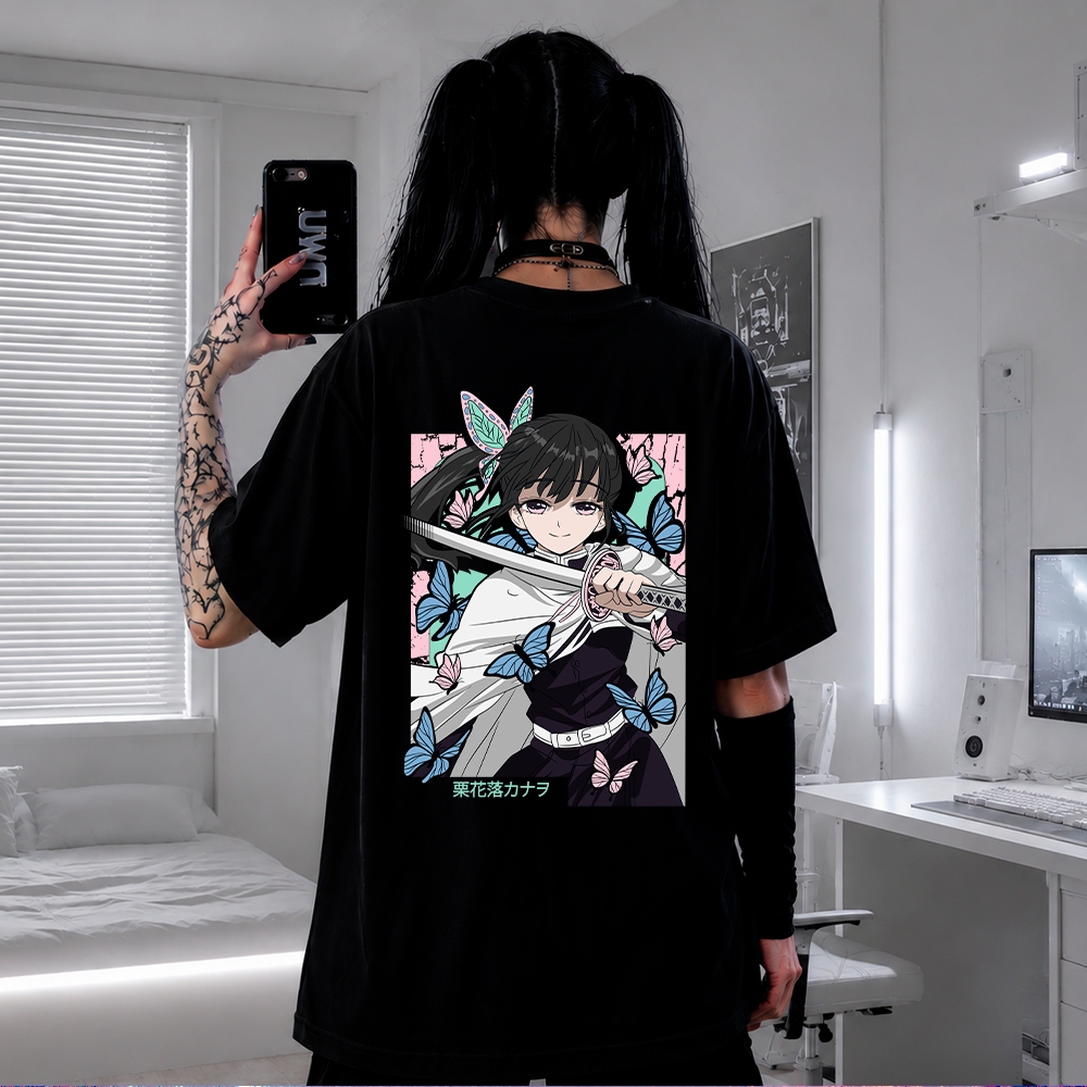 Camiseta Anime Demon Slayer Kanao Tsuyuri Oversized Premium Streetwear Casual Academia Treino