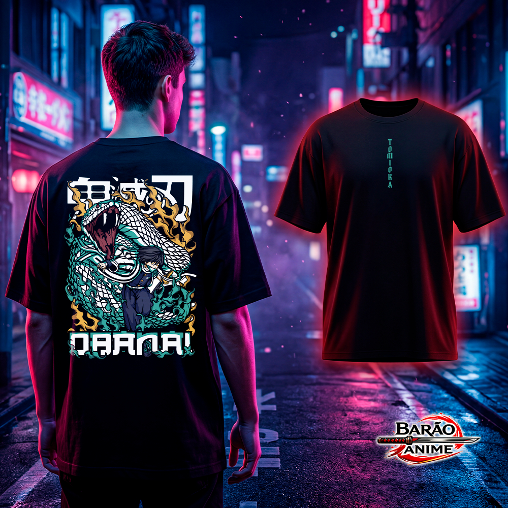 Camiseta Anime Demon Slayer Tomioka Oversized Premium Streetwear / Academia / Casual