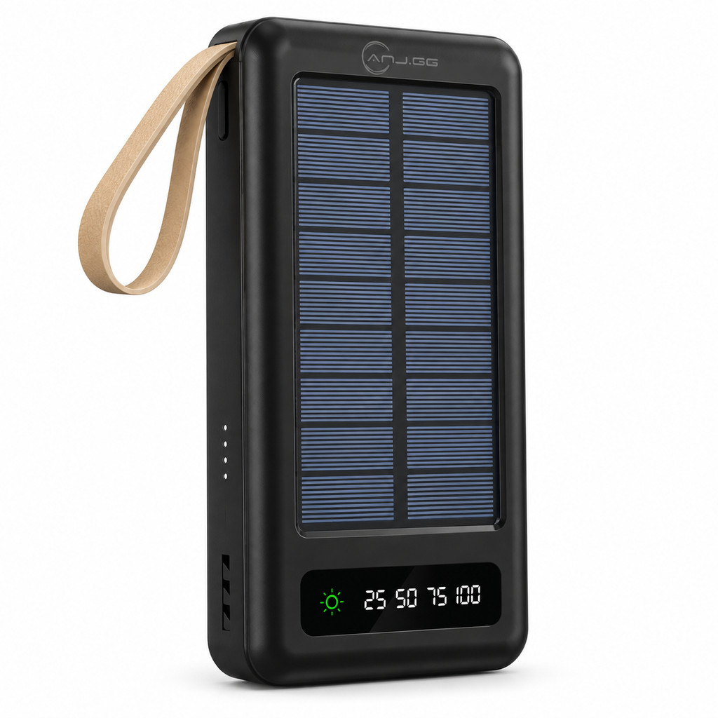 Power Bank Solar 20000mAh 4 Cabos Embutidos Display Digital Lanterna Emergência