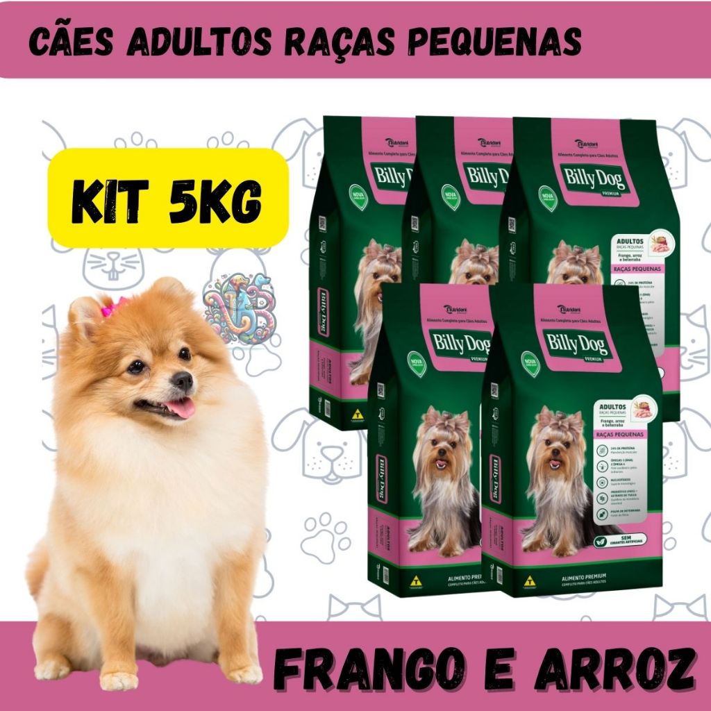 Billy Dog Ração Premium Cães Adultos Raças Pequenas Frango e Arroz 5kg