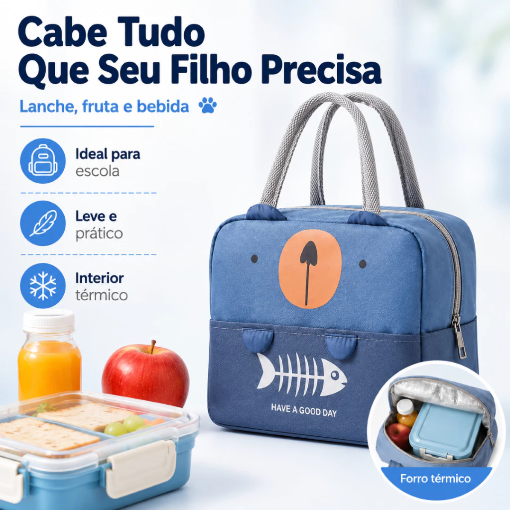 Cute Kids Cooler Bag with Hand Strap Lightweight Large Capacity for School Trips and Snacks