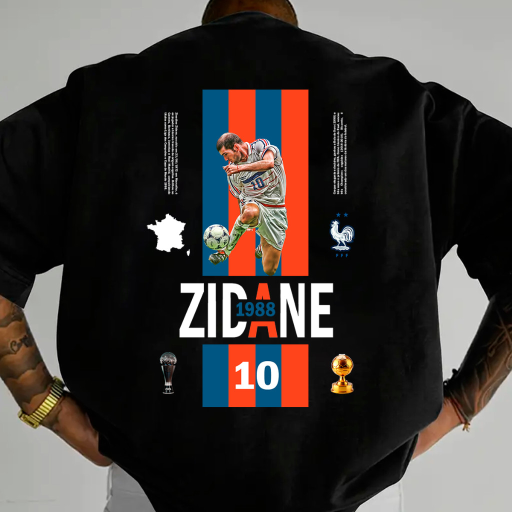 Camisa Camiseta Basica street zidane jogador de futebol frances estilosa game em algodao unissex