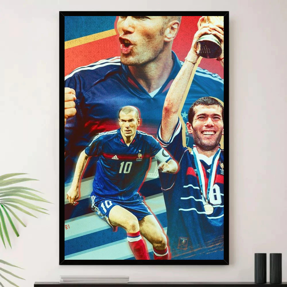 Quadro Placa Decorativa Zidane Atleta Esporte Futebol com Moldura