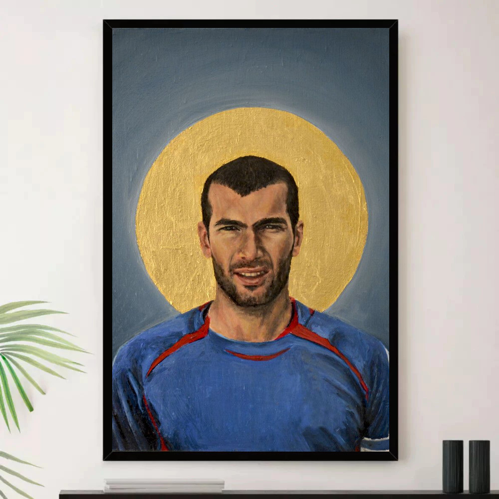 Quadro Placa Decorativa Zidane Atleta Esporte Futebol com Moldura