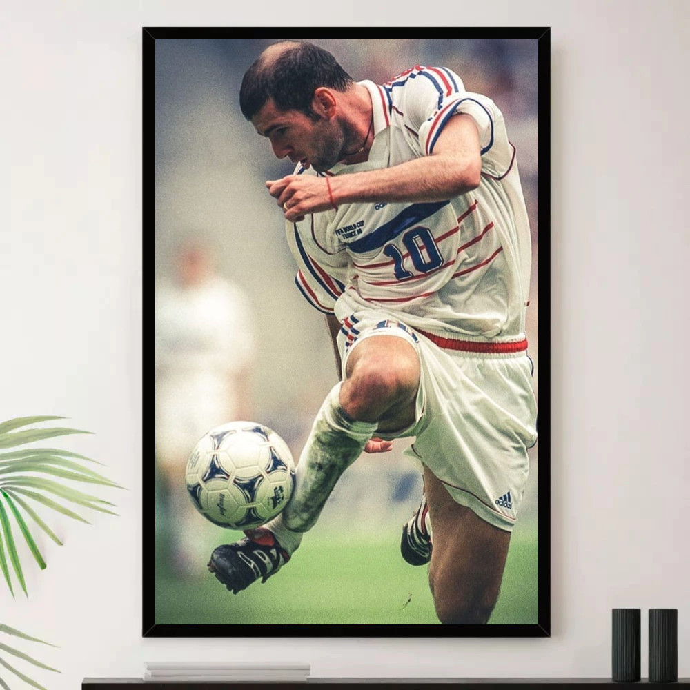 Quadro Placa Decorativa Zidane Atleta Esporte Futebol com Moldura