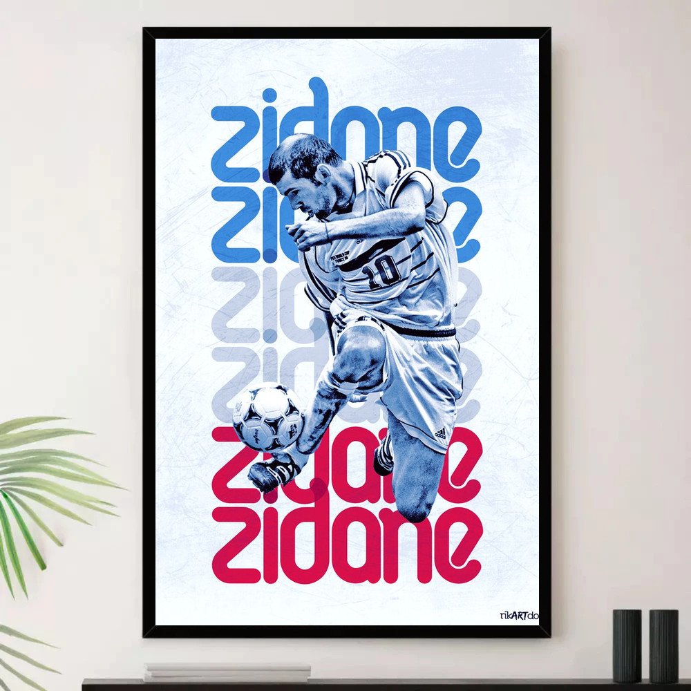 Quadro Placa Decorativa Zidane Atleta Esporte Futebol com Moldura
