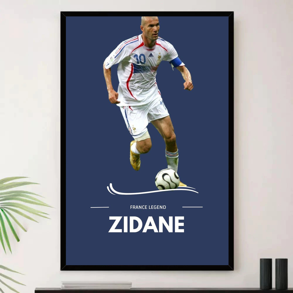 Quadro Placa Decorativa Zidane Atleta Esporte Futebol com Moldura