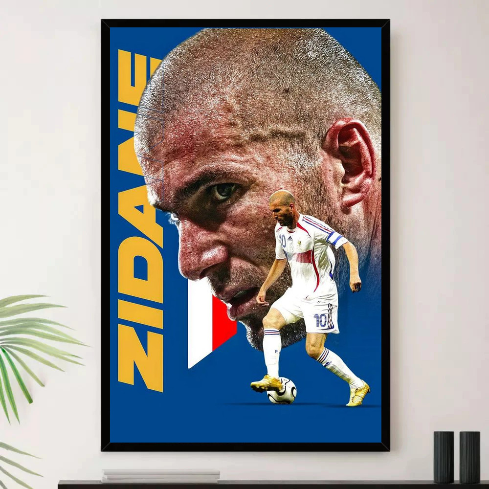 Quadro Placa Decorativa Zidane Atleta Esporte Futebol com Moldura