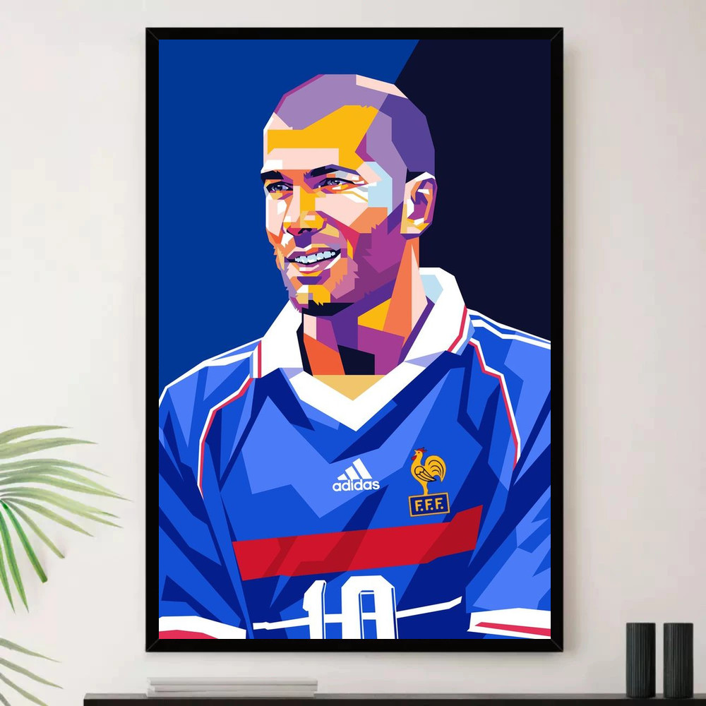 Quadro Placa Decorativa Zidane Atleta Esporte Futebol com Moldura