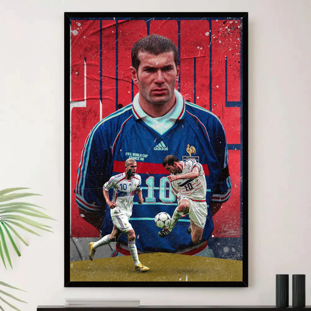 Quadro Placa Decorativa Zidane Atleta Esporte Futebol com Moldura