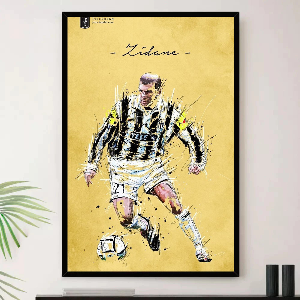 Quadro Placa Decorativa Zidane Atleta Esporte Futebol com Moldura