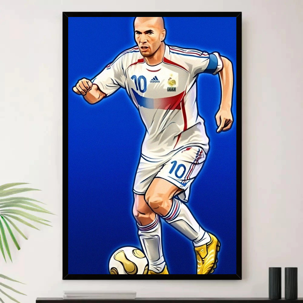 Quadro Placa Decorativa Zidane Atleta Esporte Futebol com Moldura