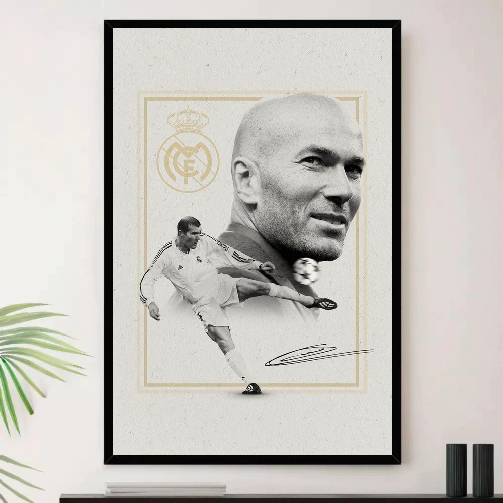 Quadro Placa Decorativa Zidane Atleta Esporte Futebol com Moldura